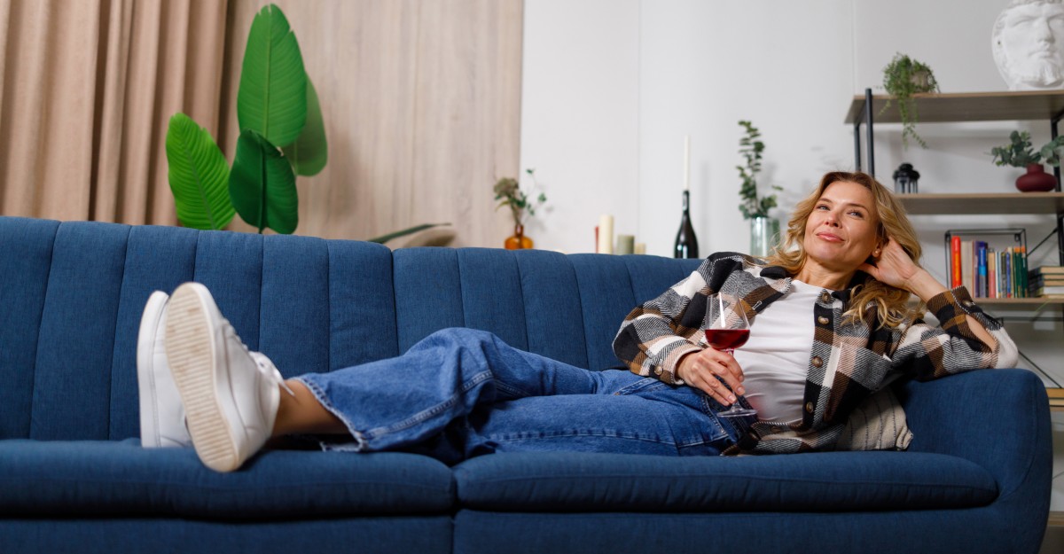 relaxing on clean sofa
